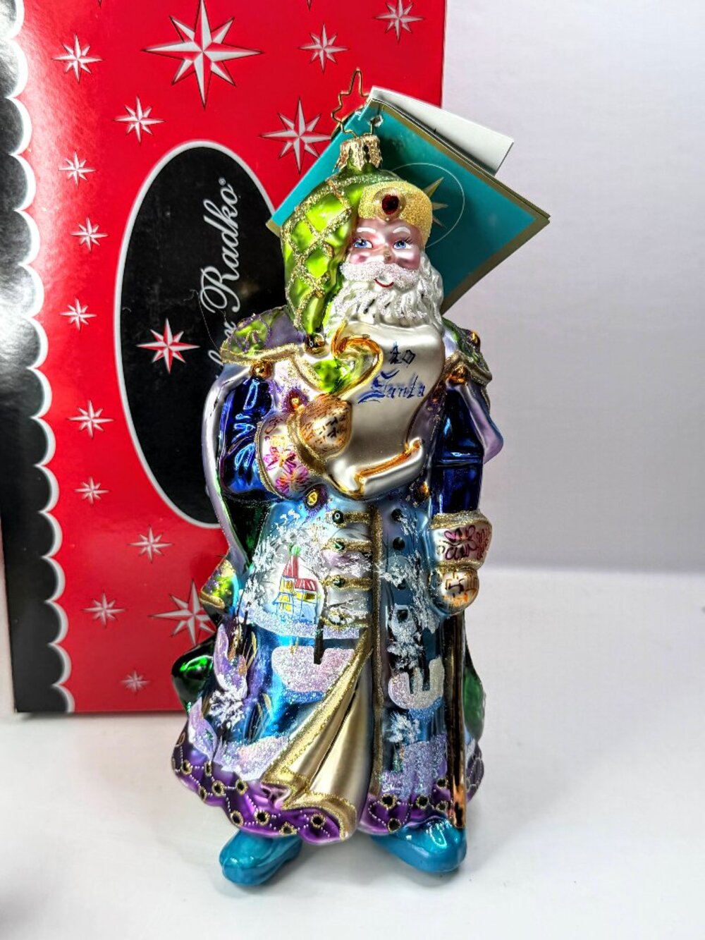 Vintage Christopher Radko 40 Santa Large Glass Christmas Ornament Mint Box XN126
